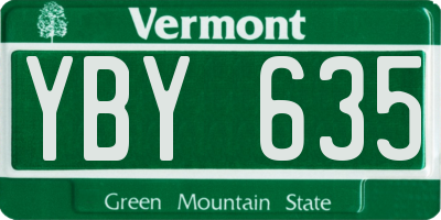 VT license plate YBY635