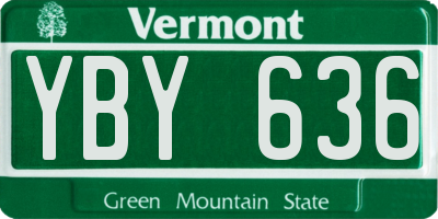 VT license plate YBY636
