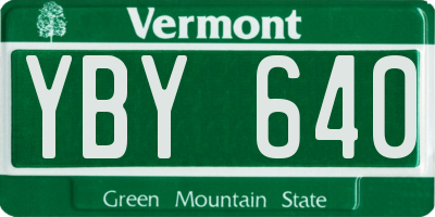 VT license plate YBY640