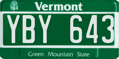 VT license plate YBY643