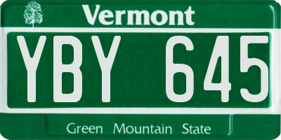 VT license plate YBY645