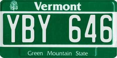 VT license plate YBY646