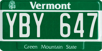 VT license plate YBY647