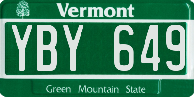 VT license plate YBY649
