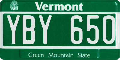 VT license plate YBY650