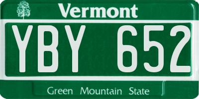 VT license plate YBY652