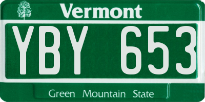 VT license plate YBY653
