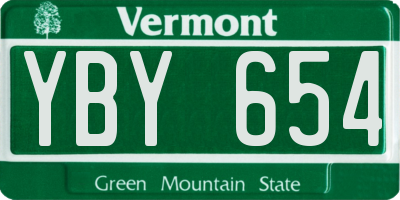 VT license plate YBY654