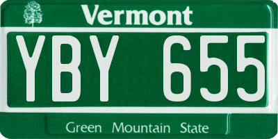 VT license plate YBY655