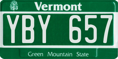 VT license plate YBY657