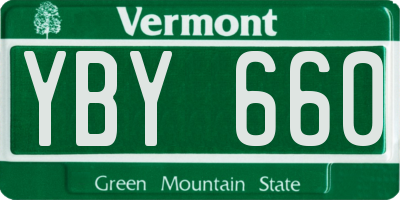 VT license plate YBY660