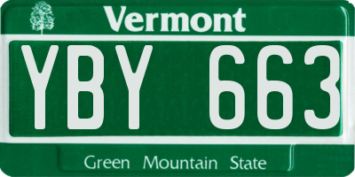 VT license plate YBY663
