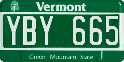 VT license plate YBY665