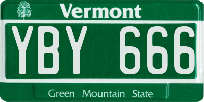 VT license plate YBY666