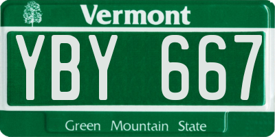 VT license plate YBY667