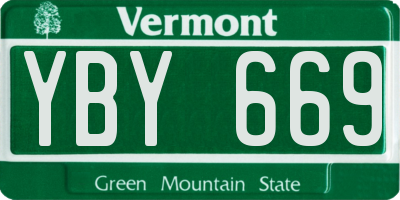VT license plate YBY669