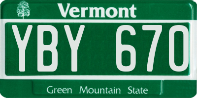 VT license plate YBY670