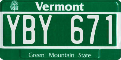 VT license plate YBY671