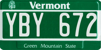 VT license plate YBY672