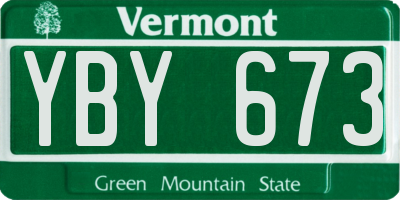 VT license plate YBY673