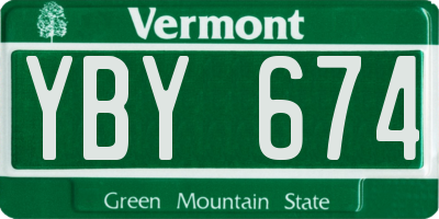 VT license plate YBY674
