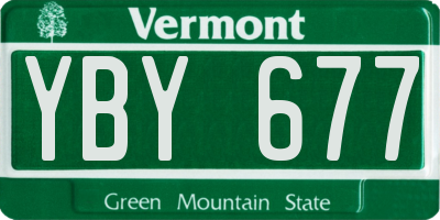 VT license plate YBY677