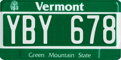 VT license plate YBY678