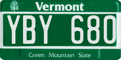 VT license plate YBY680