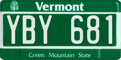 VT license plate YBY681