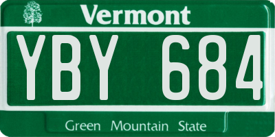 VT license plate YBY684