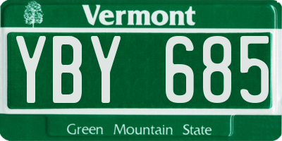 VT license plate YBY685