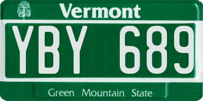 VT license plate YBY689