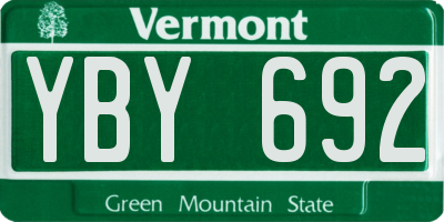 VT license plate YBY692