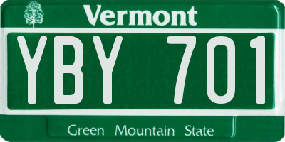 VT license plate YBY701