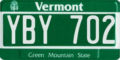 VT license plate YBY702