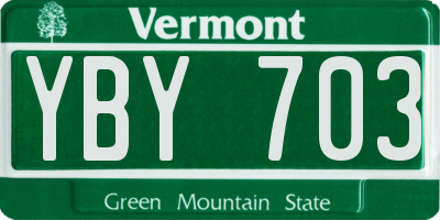 VT license plate YBY703