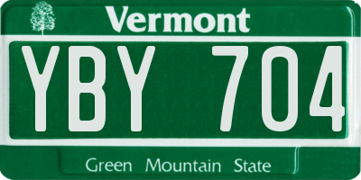 VT license plate YBY704
