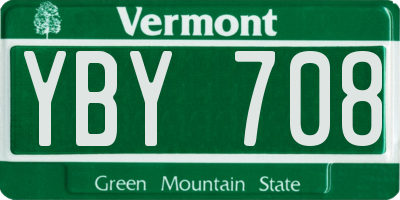VT license plate YBY708