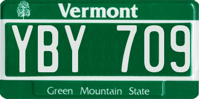 VT license plate YBY709