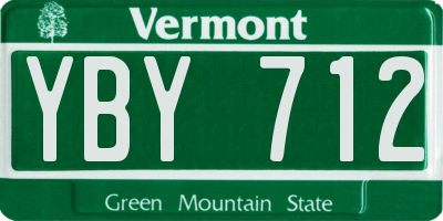 VT license plate YBY712