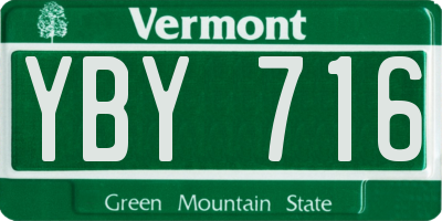 VT license plate YBY716