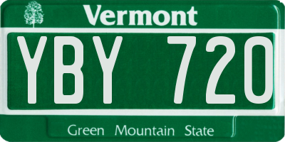 VT license plate YBY720