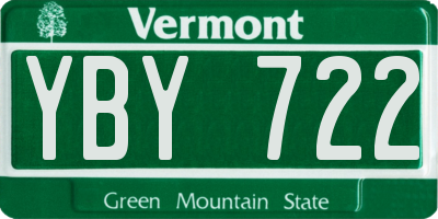 VT license plate YBY722