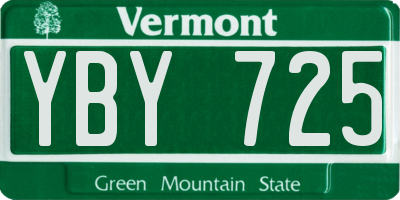 VT license plate YBY725