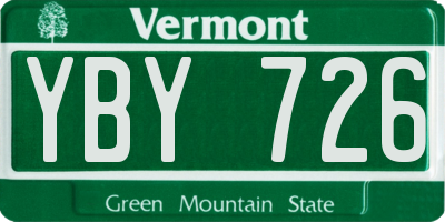 VT license plate YBY726