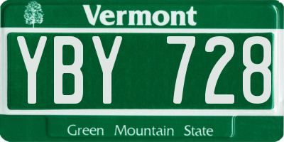 VT license plate YBY728