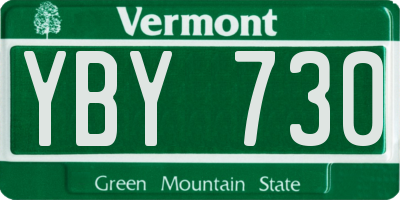 VT license plate YBY730