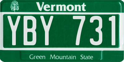 VT license plate YBY731