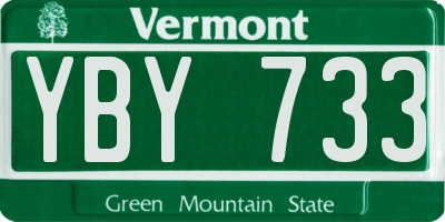 VT license plate YBY733