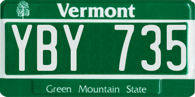 VT license plate YBY735
